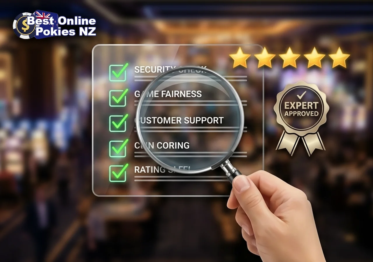 Our expert criteria for rating and reviewing top online pokies websites.